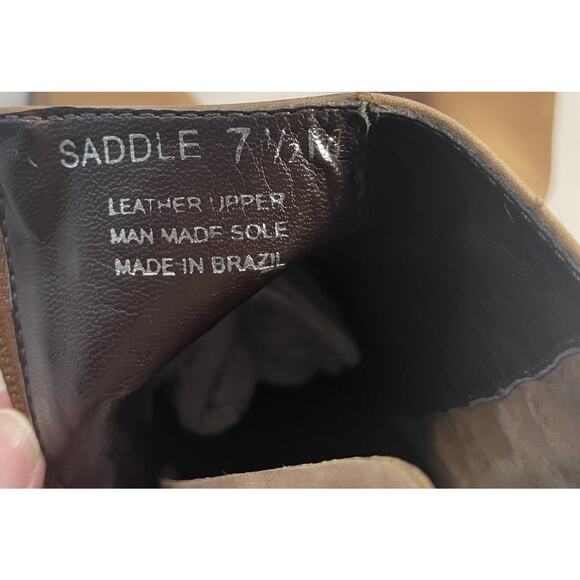 Etienne Aigner Saddle Leather Ankle Boots Square Toe Brown Women's Size 7 1/2. - Picture 9 of 12